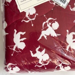 Kate Quinn Cupids Modal Quilt Toddler Blanket Red White 48x36 NWT
